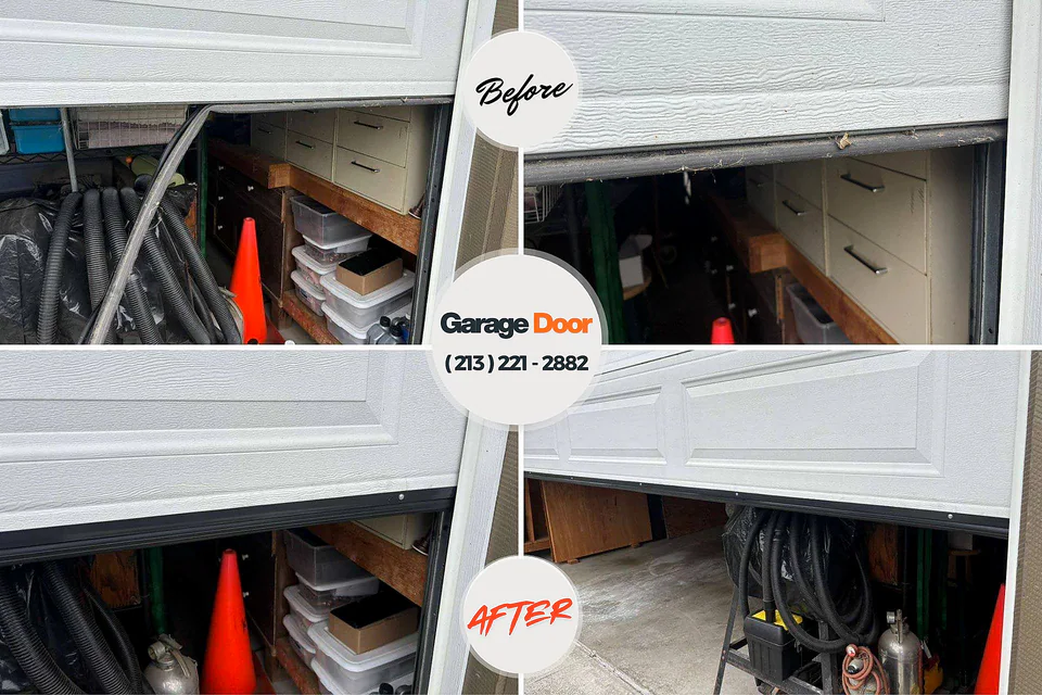 Before and after: garage door repair Menard, TX